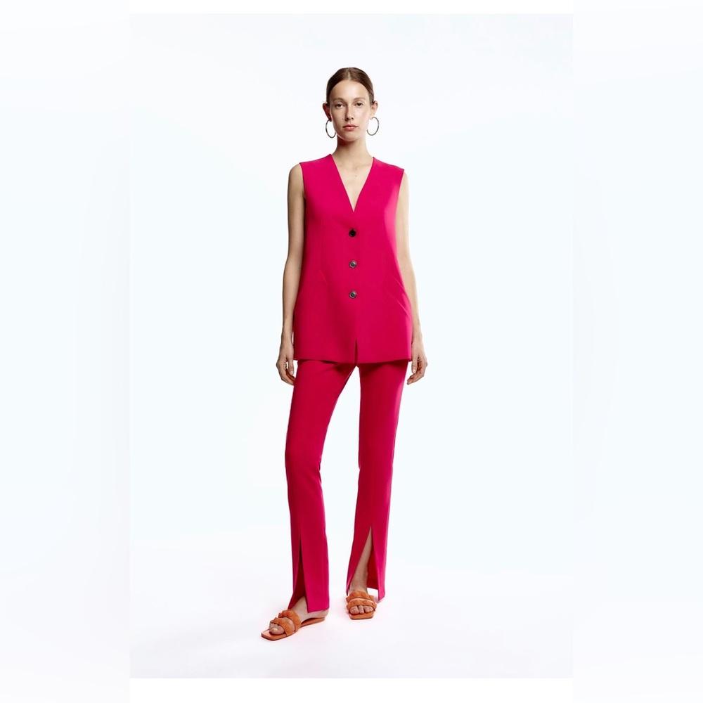 Zara slit cigarette pants. Fuchsia.